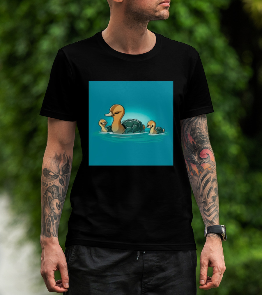 Turtle Ducks Swimming Cute Playful Hybrid Creatures T-Shirt