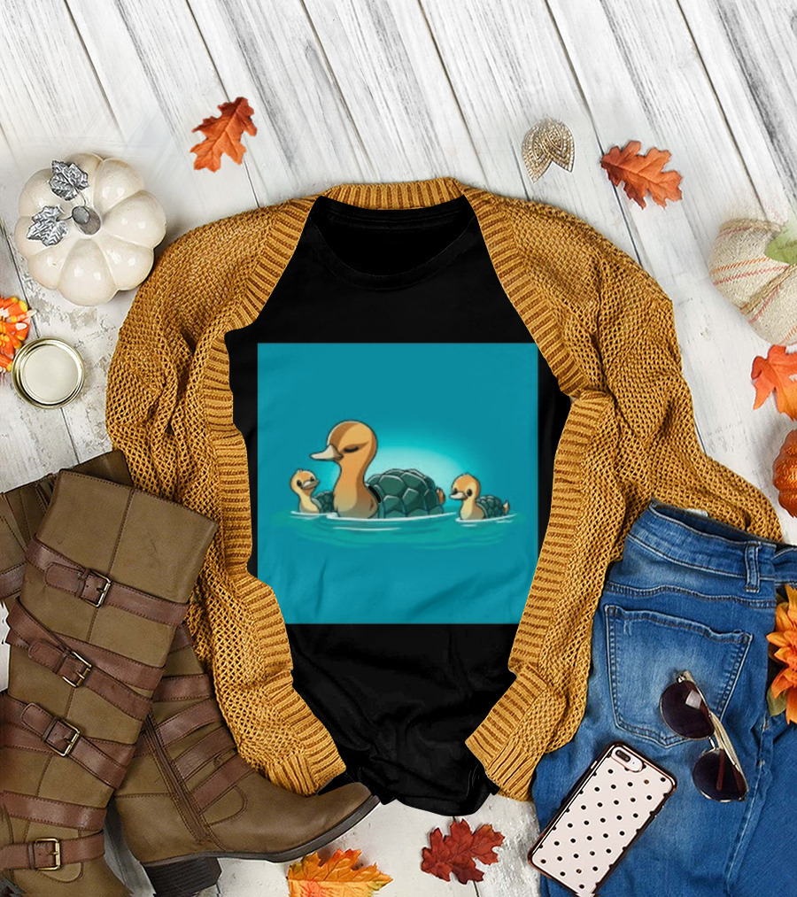 Turtle Ducks Swimming Cute Playful Hybrid Creatures T-Shirt