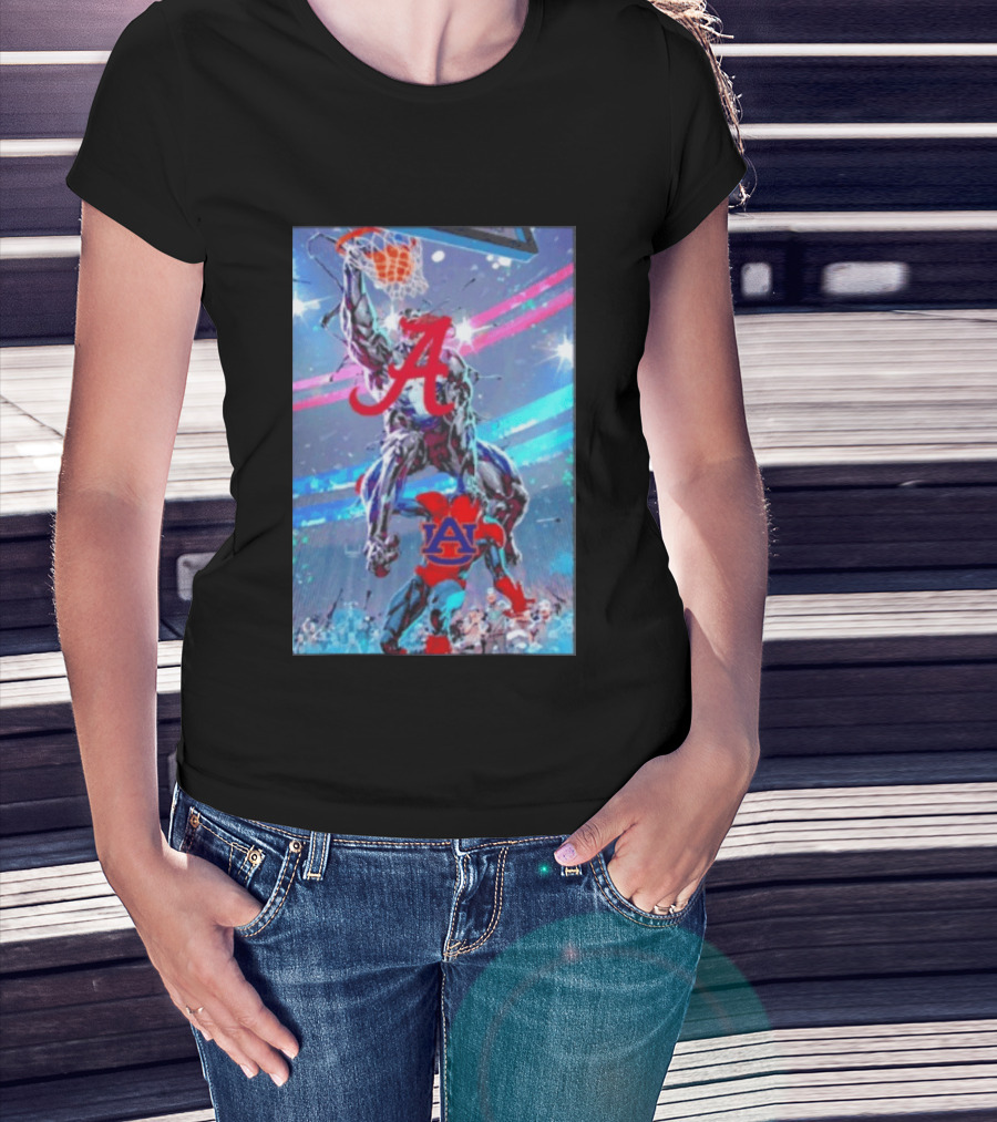 Alabama Crimson Tide Venom Dunking On Auburn Tigers Spider Basketball Rivalry T-Shirt