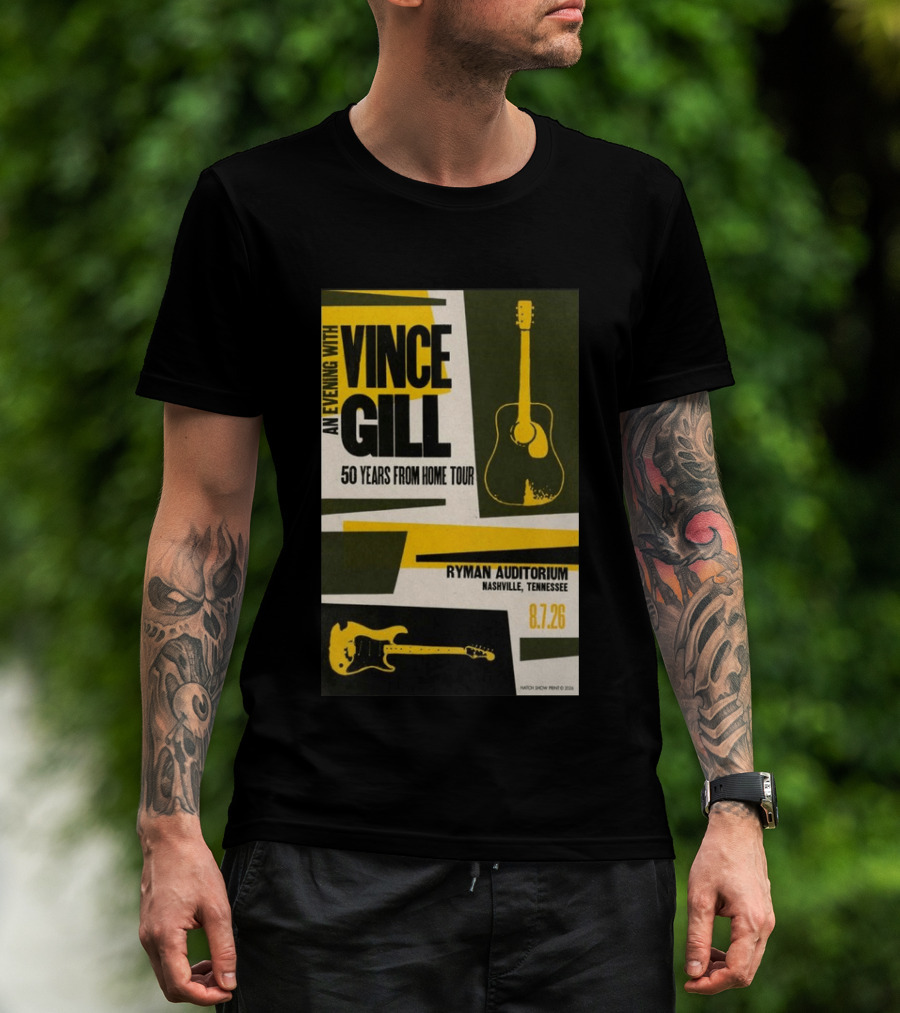 An Evening With Vince Gill 50 Years From Home Tour Ryman Auditorium Nashville August 7 2026 T-Shirt