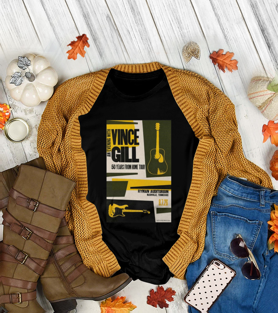 An Evening With Vince Gill 50 Years From Home Tour Ryman Auditorium Nashville August 7 2026 T-Shirt