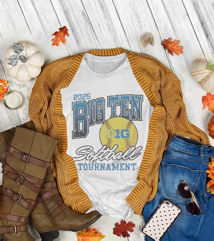 2025 Big Ten Softball Tournament B1G Yellow Softball T-Shirt