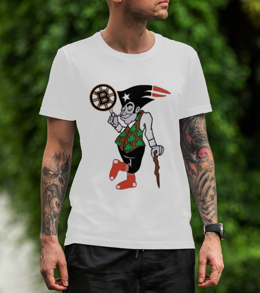 Boston All Sport Team Vintage Mascot With Clover And Cane T-Shirt