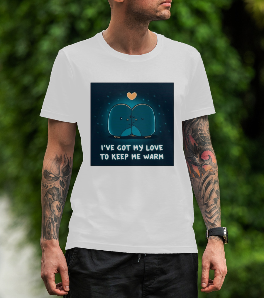 I've Got My Love To Keep Me Warm Heartwarming Penguin Cuddle T-Shirt