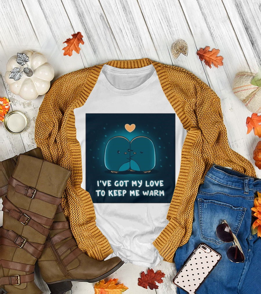 I've Got My Love To Keep Me Warm Heartwarming Penguin Cuddle T-Shirt