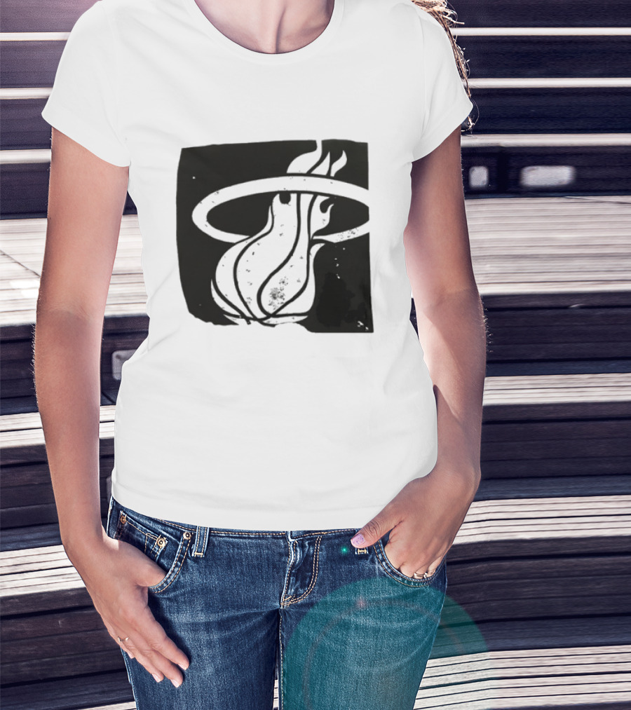 Miami Heat Basketball NBA Iconic Flaming Ball T-Shirt