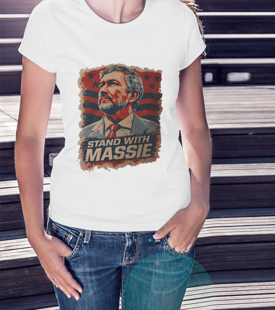 Stand With Massie Patriotic Political Artwork With Stars And Stripes T-Shirt