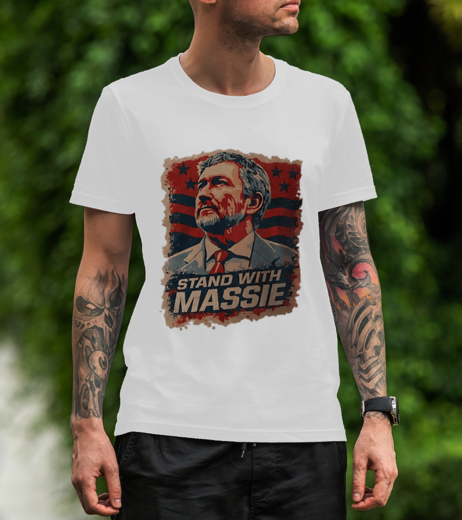 Stand With Massie Patriotic Political Artwork With Stars And Stripes T-Shirt