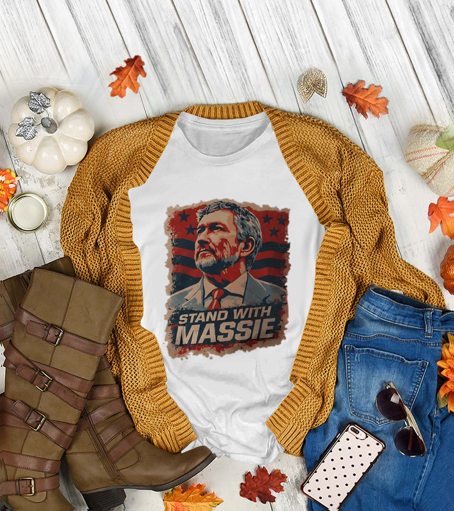 Stand With Massie Patriotic Political Artwork With Stars And Stripes T-Shirt