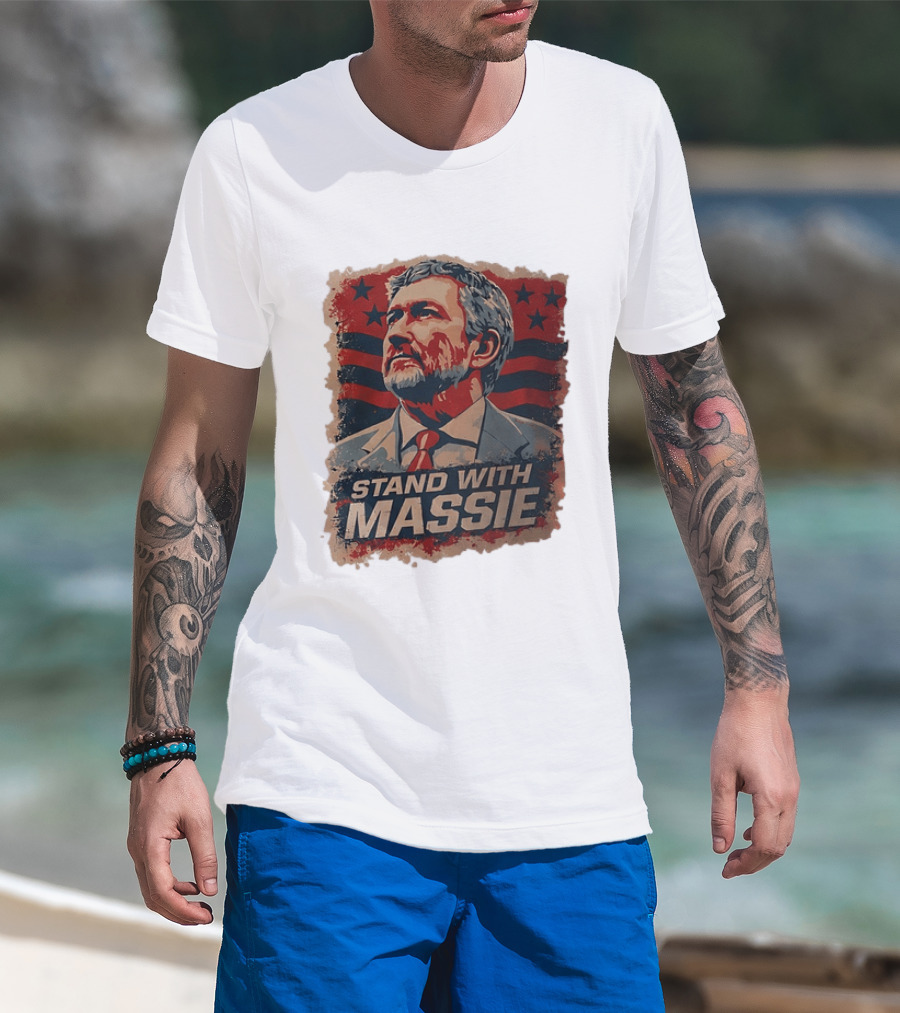 Stand With Massie Patriotic Political Artwork With Stars And Stripes T-Shirt