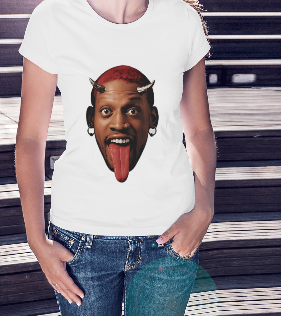 Dennis Rodman Big Face Devil Horns Chicago Bulls T-Shirt