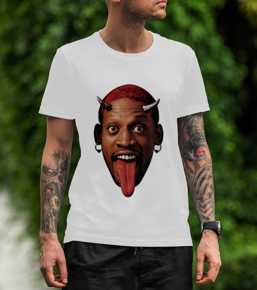 Dennis Rodman Big Face Devil Horns Chicago Bulls T-Shirt
