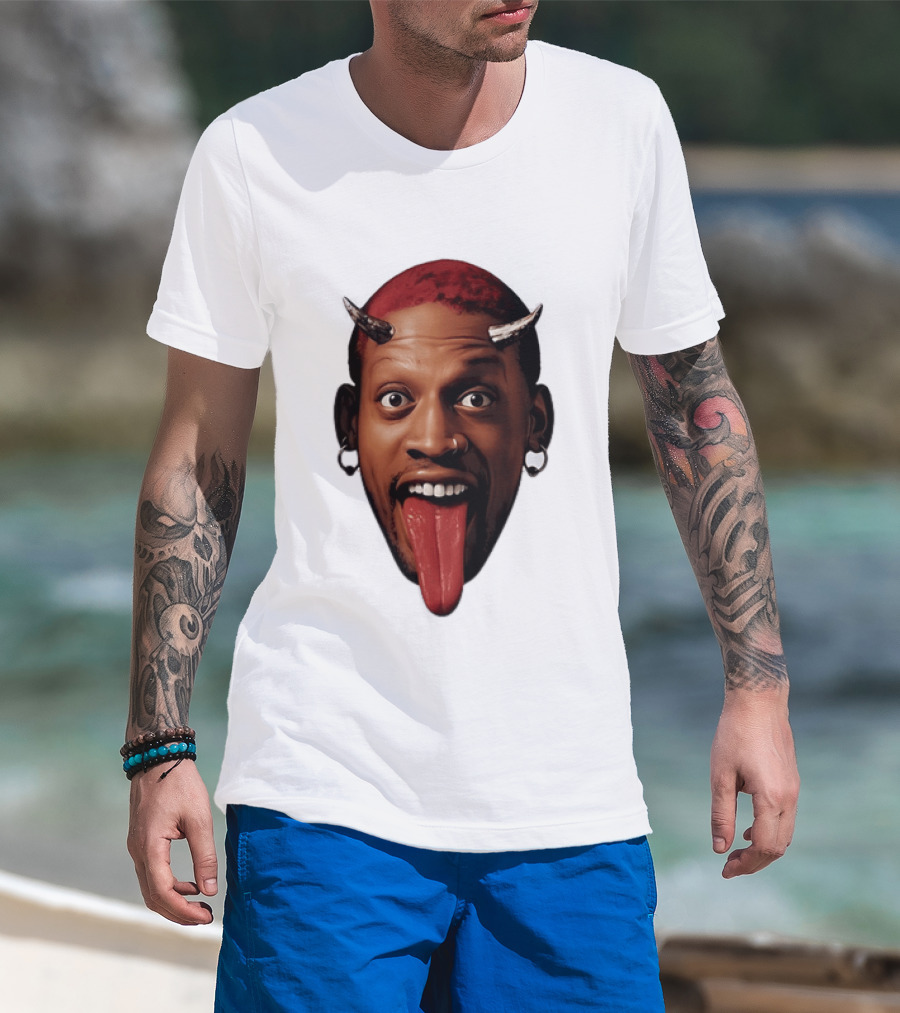 Dennis Rodman Big Face Devil Horns Chicago Bulls T-Shirt