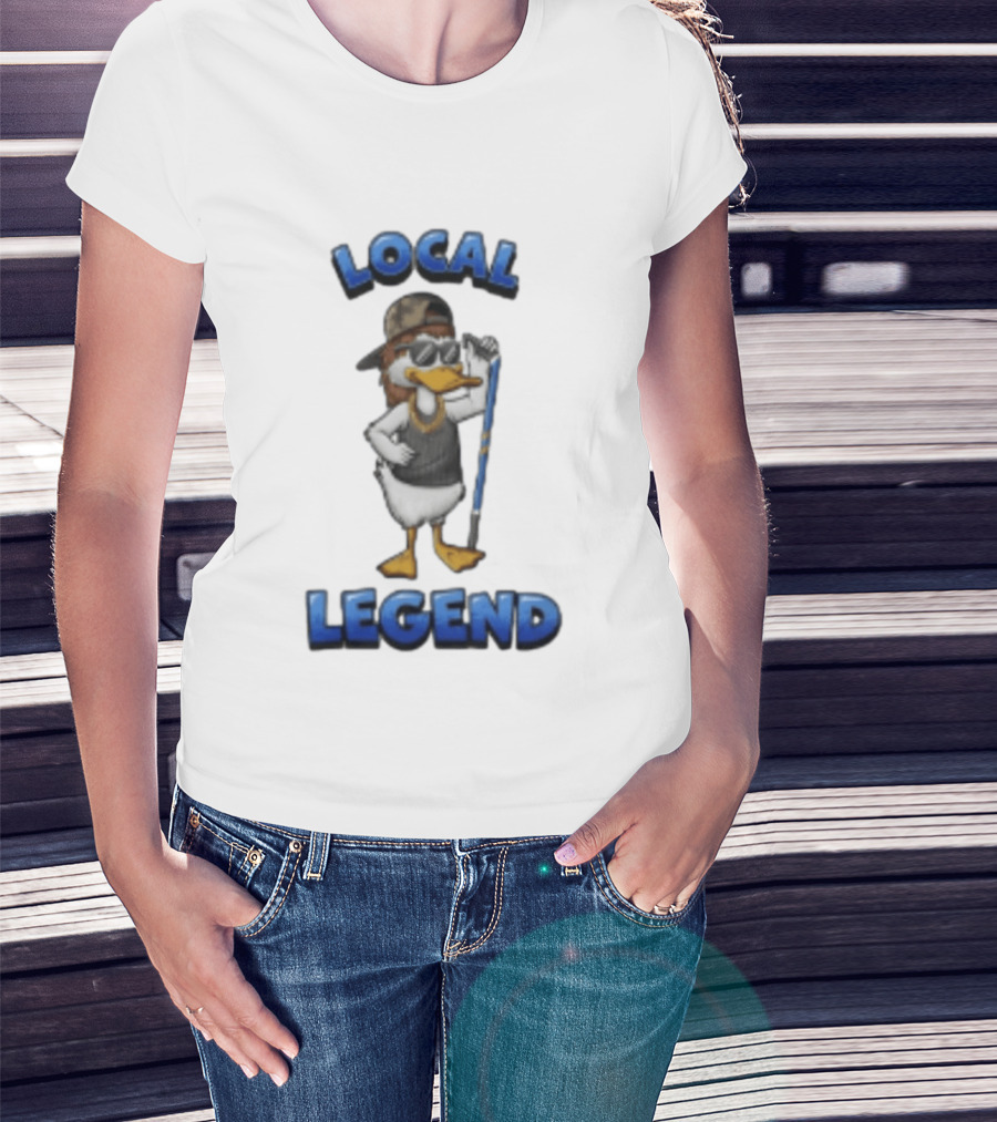 Duck Local Legend Hockey Player In Sunglasses And Cap T-Shirt