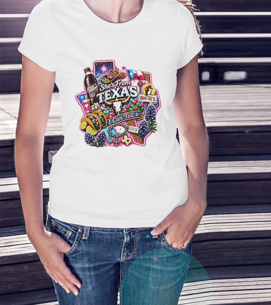 She's From Texas Dr Pepper Buc Ee's James Avery Charms I Can Tell Texas State Pride T-Shirt