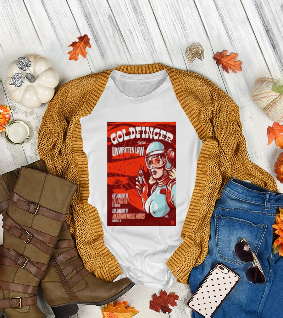 Goldfinger With Unwritten Law The Pageant St. Louis Marathon Music Works Nashville January 16 17 2026 Concert Retro Futuristic Spacewoman T-Shirt