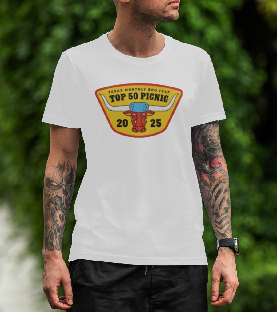 Texas Monthly BBQ Fest Top 50 Picnic 2025 Longhorn T-Shirt