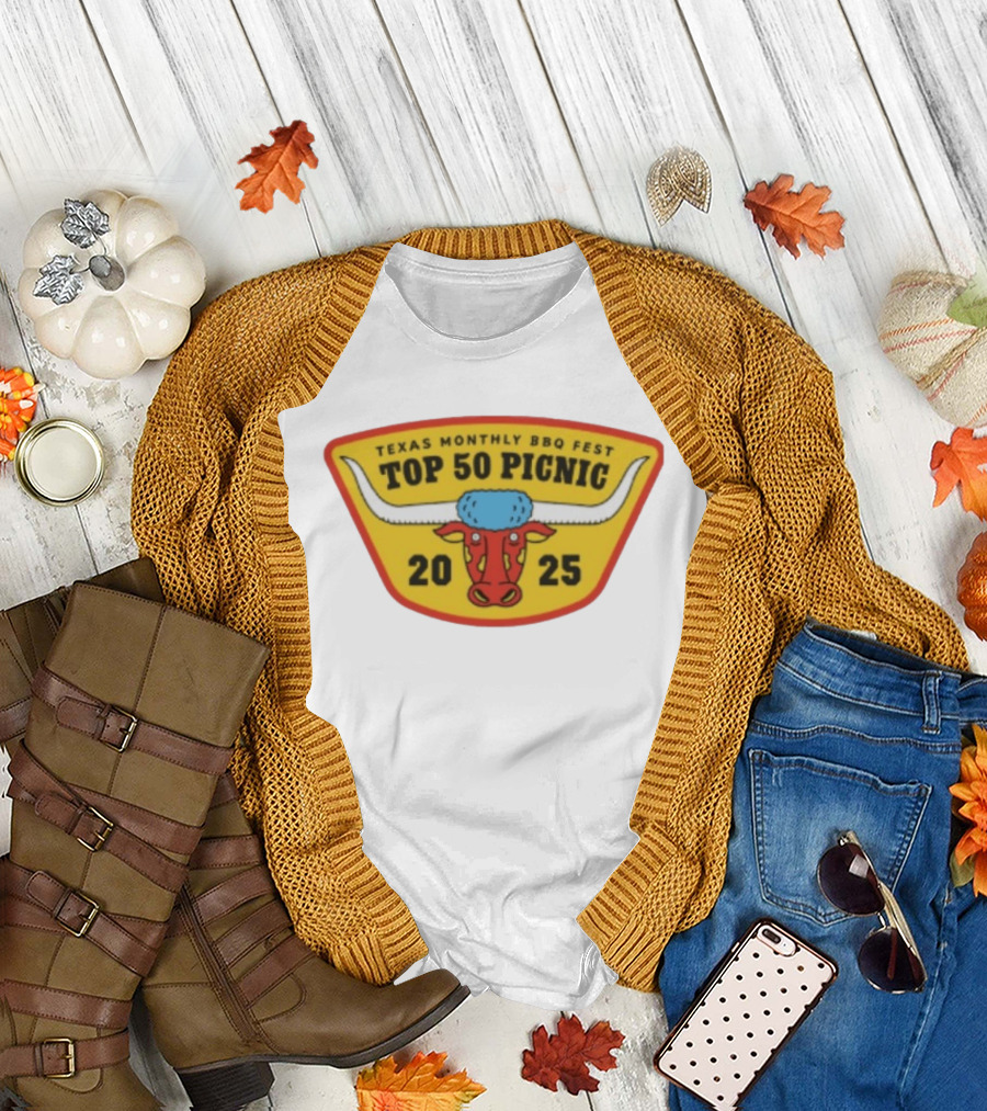 Texas Monthly BBQ Fest Top 50 Picnic 2025 Longhorn T-Shirt