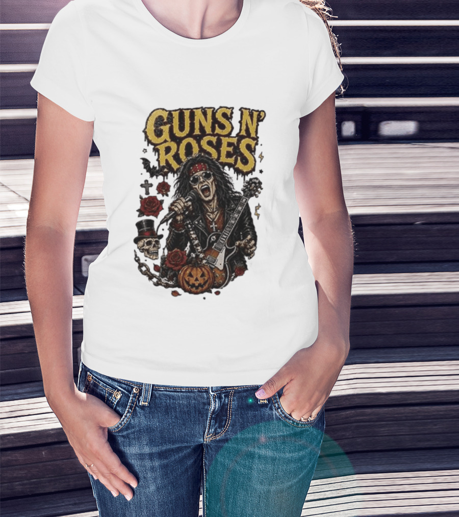 Guns N' Roses I'm A GNR Ghoul Appetite For Fright Halloween Rocks With Skulls And Pumpkins T-Shirt