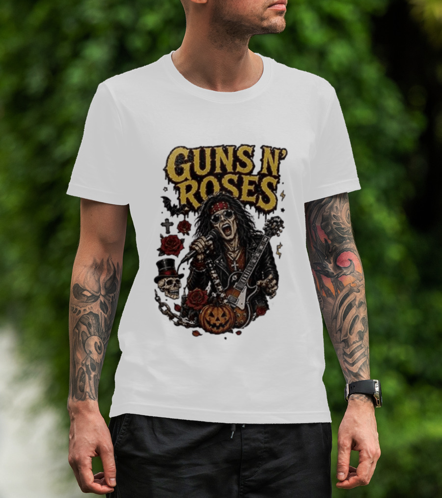 Guns N' Roses I'm A GNR Ghoul Appetite For Fright Halloween Rocks With Skulls And Pumpkins T-Shirt