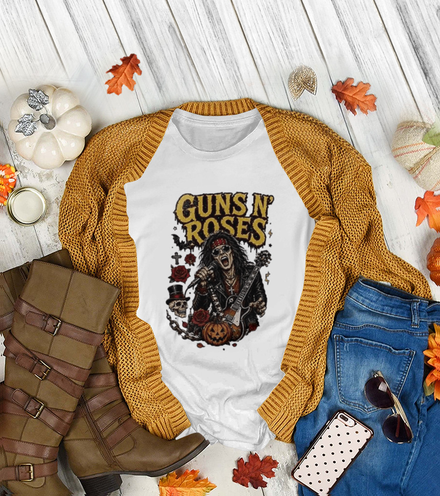 Guns N' Roses I'm A GNR Ghoul Appetite For Fright Halloween Rocks With Skulls And Pumpkins T-Shirt