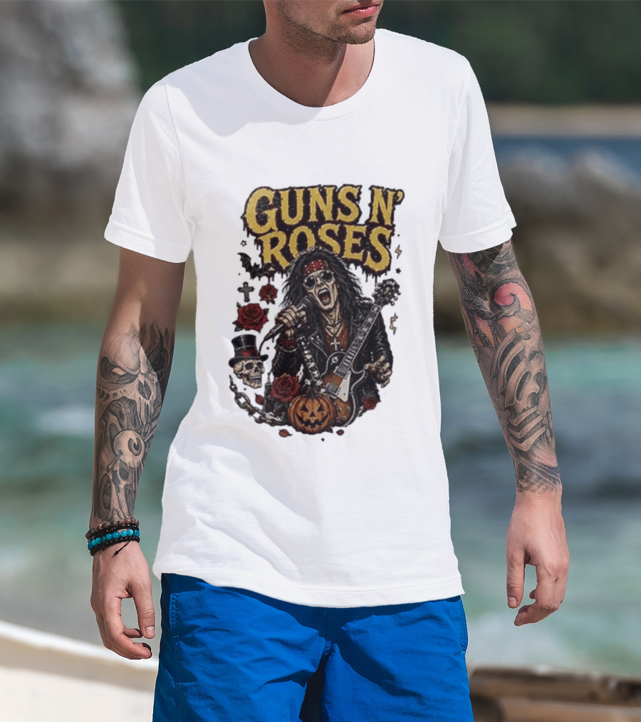 Guns N' Roses I'm A GNR Ghoul Appetite For Fright Halloween Rocks With Skulls And Pumpkins T-Shirt