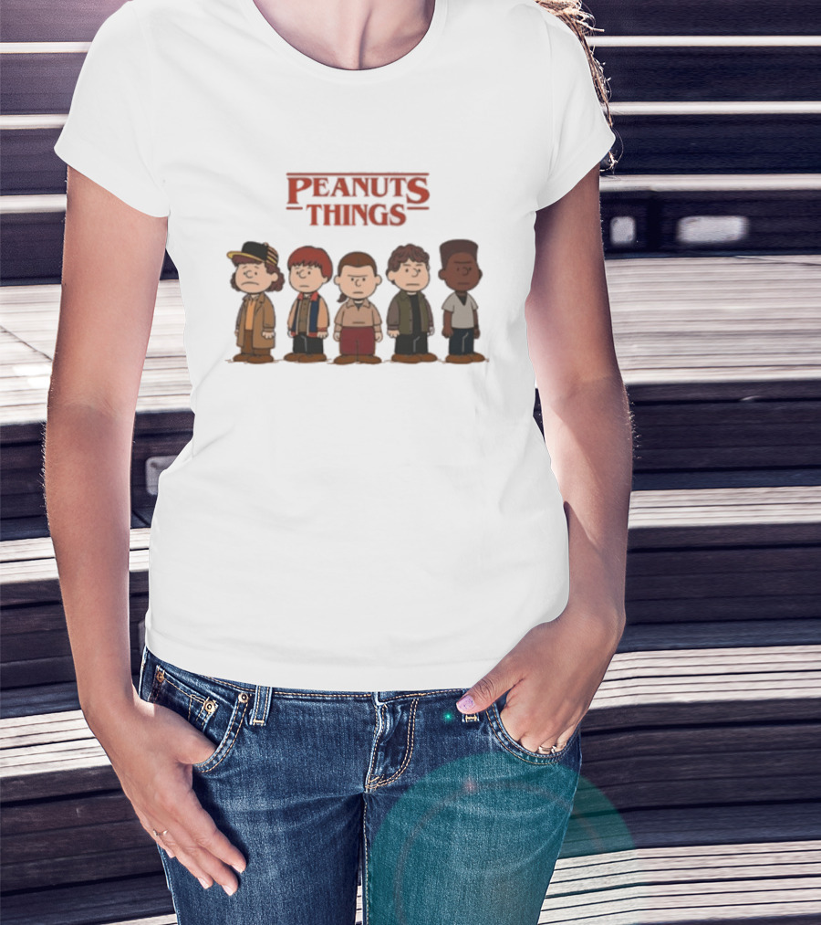 Peanuts Things Cartoon Characters Mashup Stranger 80s T-Shirt