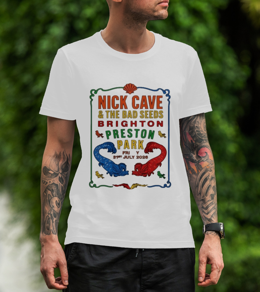 Nick Cave & The Bad Seeds Brighton Preston Park 31 July 2026 Colorful Dragons T-Shirt