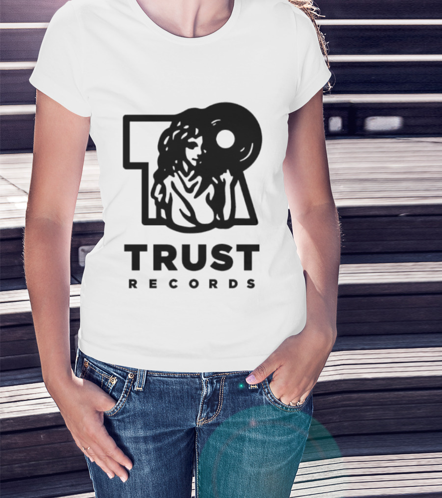 Trust Records Vinyl Spinning Woman T-Shirt
