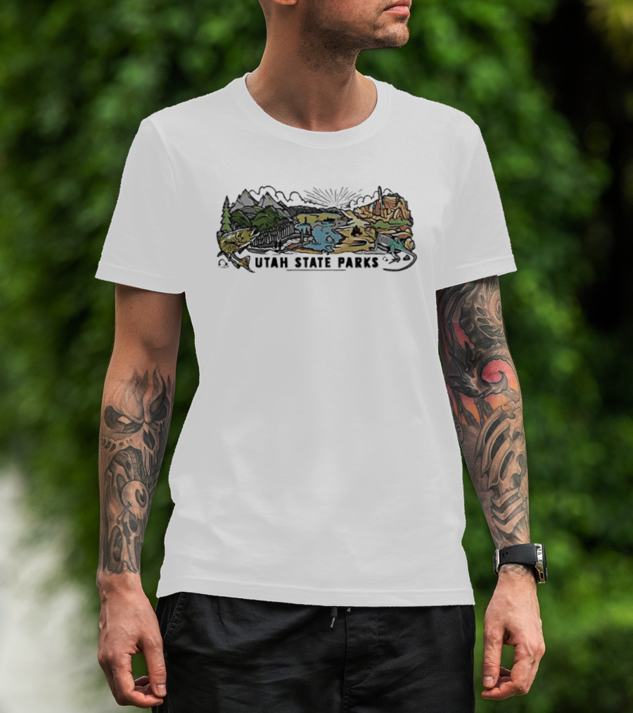 Utah State Parks Scenic Landscape With Mountains And Trees T-Shirt