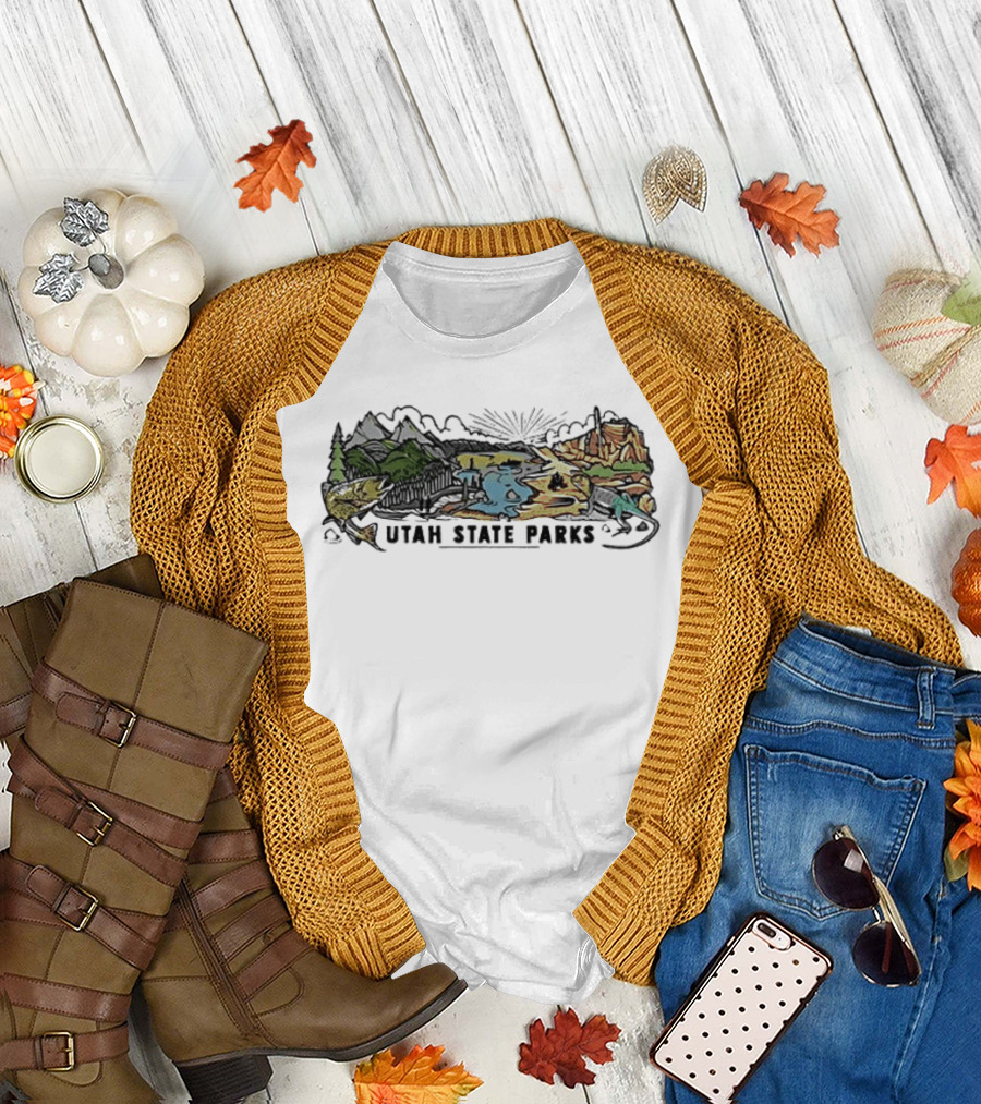 Utah State Parks Scenic Landscape With Mountains And Trees T-Shirt