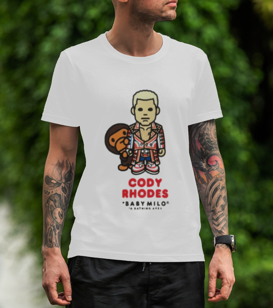 Cody Rhodes Baby Milo Wrestling Mens White Wwe Collaboration T-Shirt