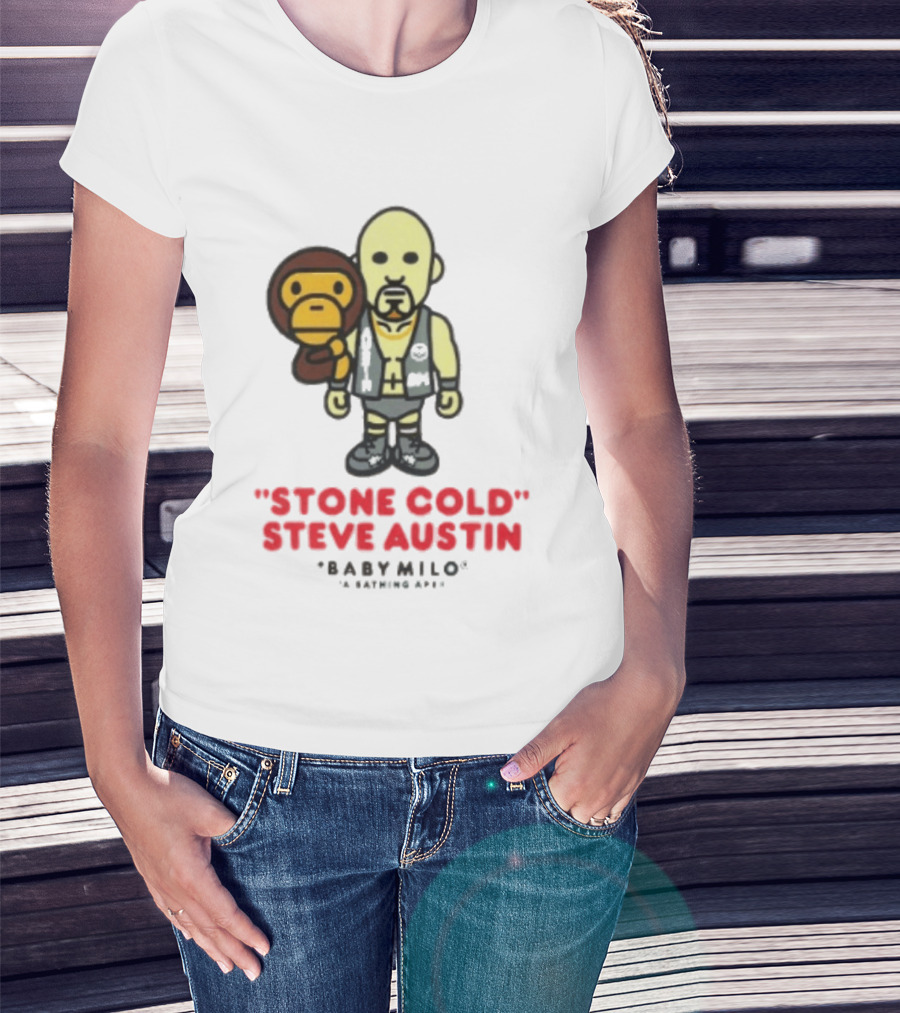 Stone Cold Steve Austin Baby Milo Collaboration Mens White T-Shirt