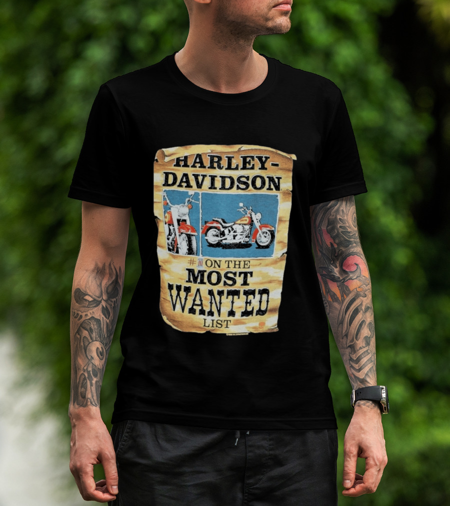 Harley Davidson #1 On The Most Wanted List Motorcycle 1986 Bismarck North Dakota T-Shirt
