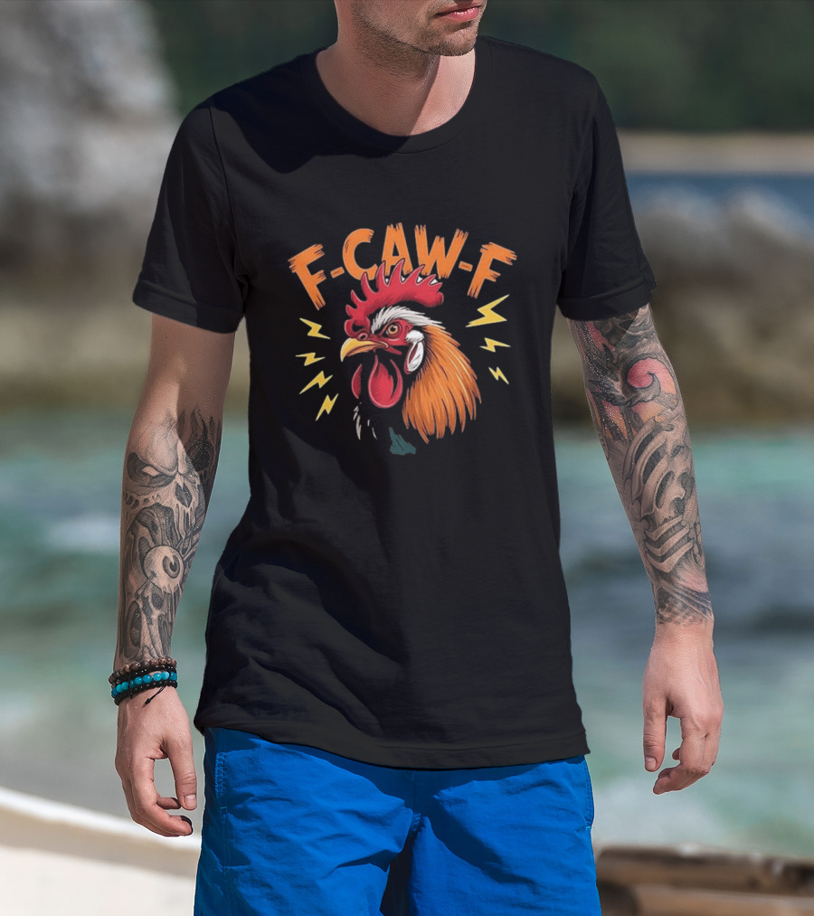 F Caw F Humor Meme Rooster Thunderbolts T-Shirt