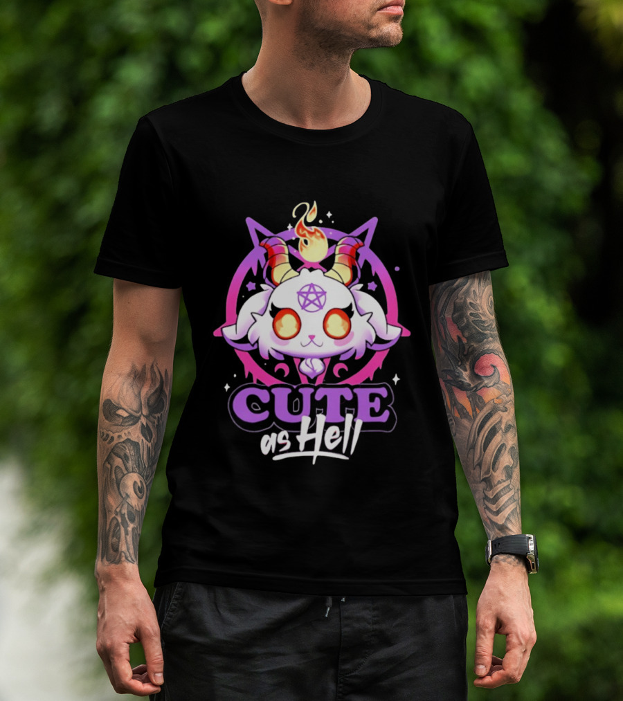 Cute As Hell Goat Demon Pentagram Flame T-Shirt