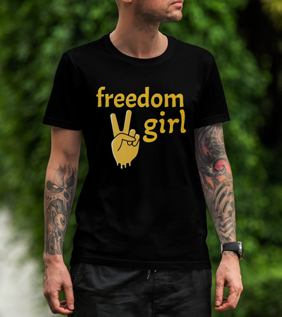 Freedom Girl Peace Sign Hand Gesture T-Shirt