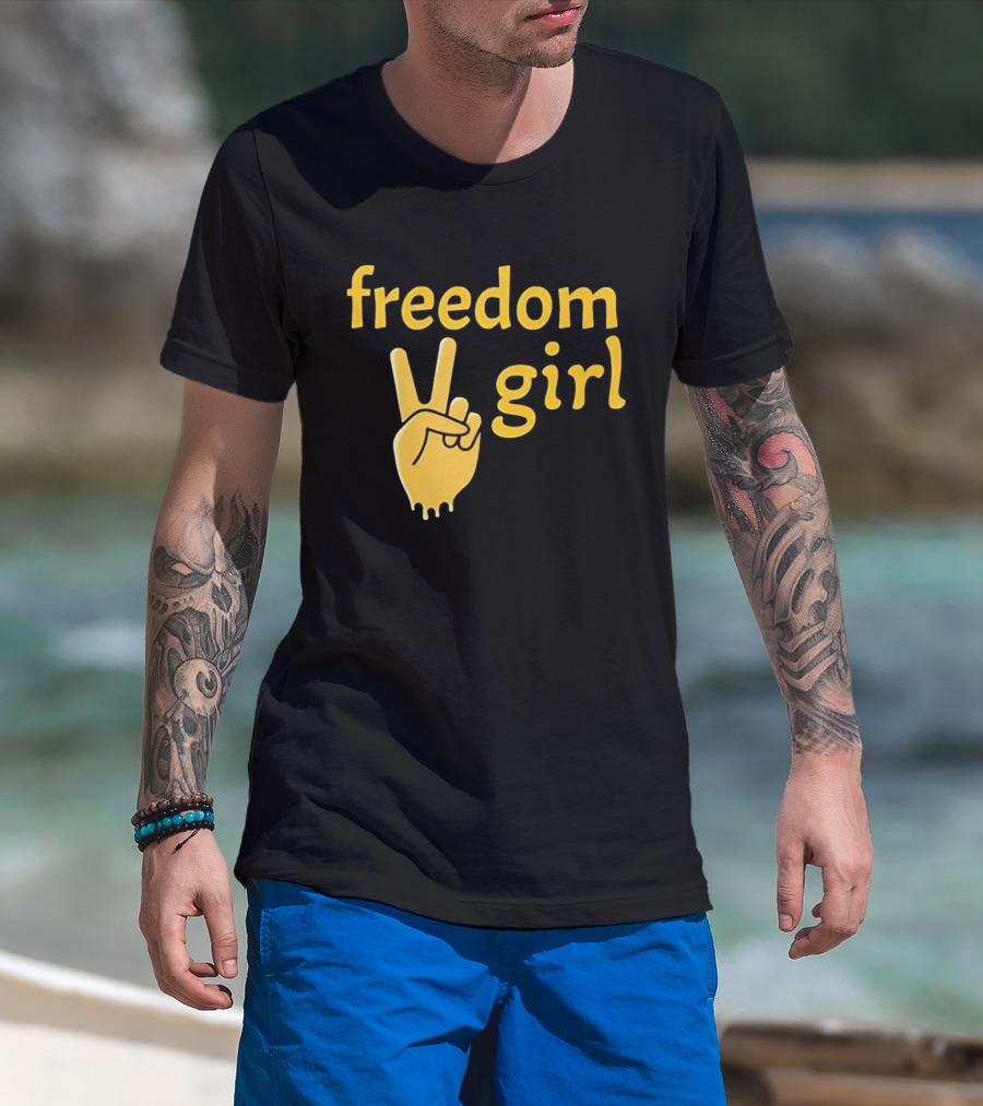 Freedom Girl Peace Sign Hand Gesture T-Shirt