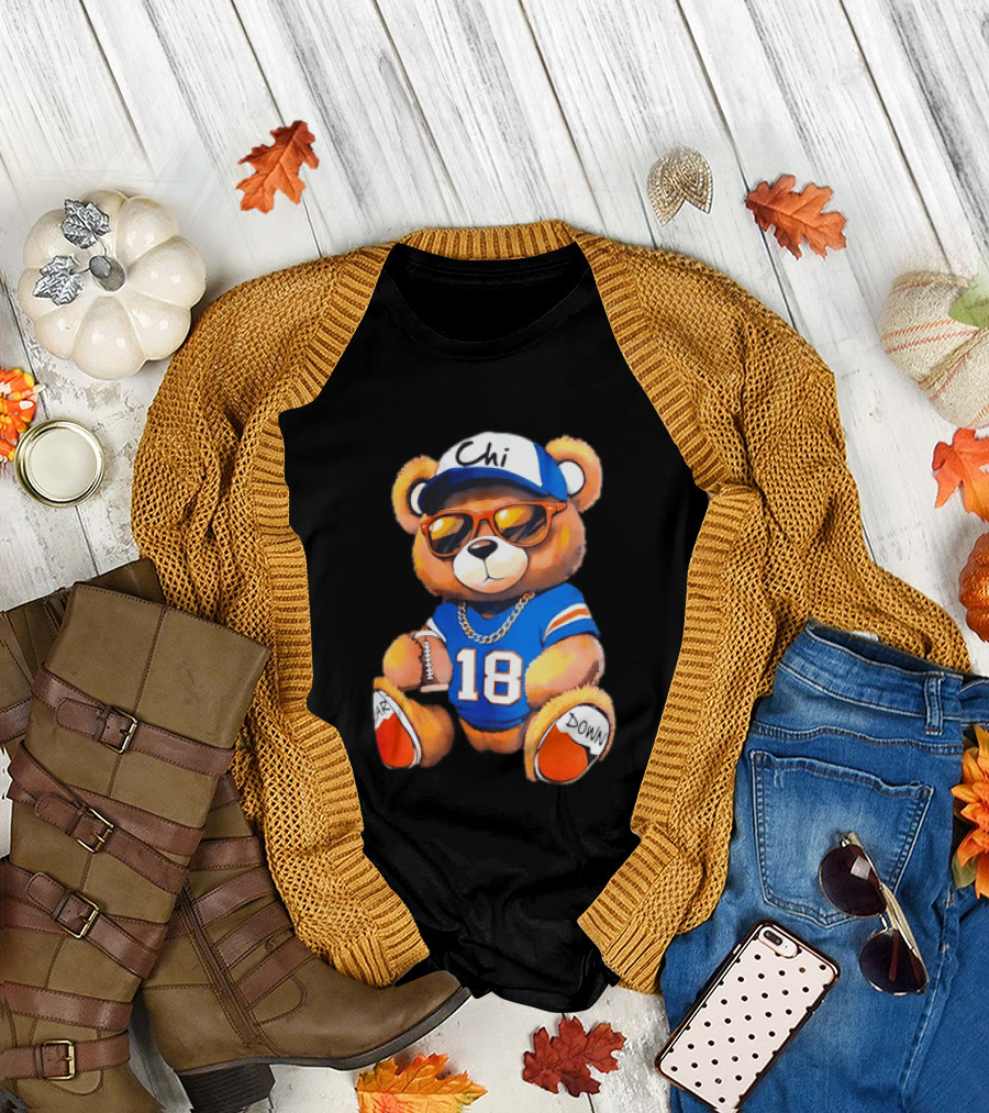 Bear Down Chi 18 Teddy Bear Football Fan Gear T-Shirt