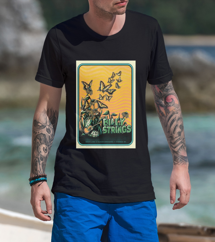 Billy Strings Bluestem Amphitheater August 6 2022 Butterfly Moorehead MN T-Shirt