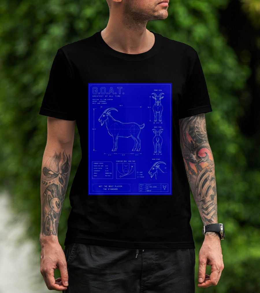 G.O.A.T. Greatest Of All Time Basketball Fall Blueprint Meme T-Shirt