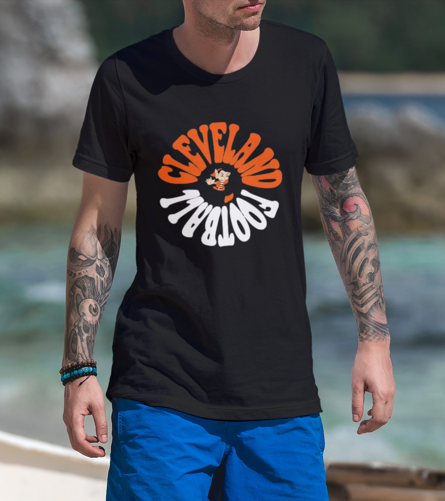 Cleveland Football Brownie The Elf Retro Orange White T-Shirt