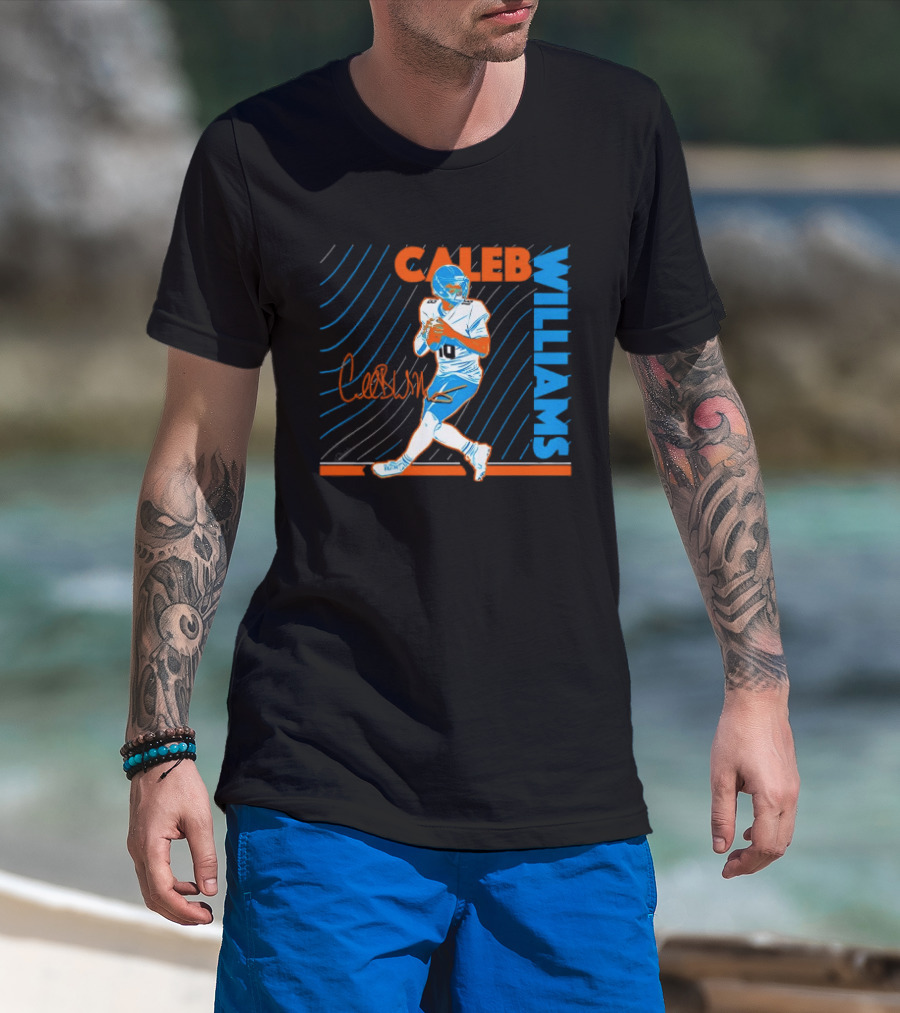 Caleb Williams Signed Football Chicago Bears Action Quarterback Sports Memorabilia T-Shirt