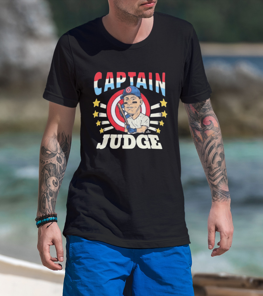 Captain America Judge Baseball Caricature Stars T-Shirt