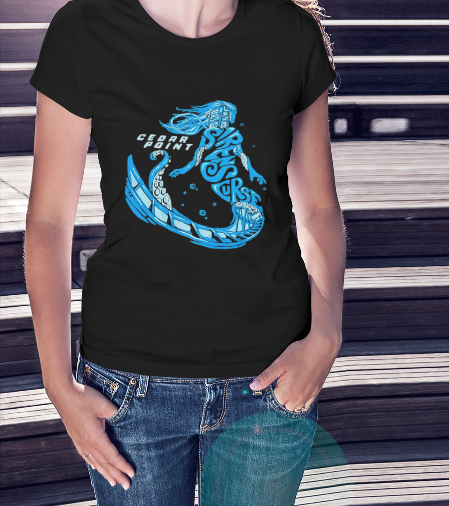 Cedar Point Sirens Curse Roller Blue Mermaid T-Shirt