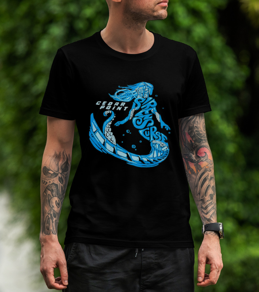 Cedar Point Sirens Curse Roller Blue Mermaid T-Shirt