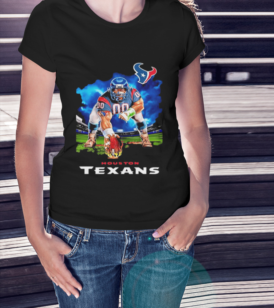 Houston Texans Ferocious Football Player NFL Team Spirit Challenge T-Shirt