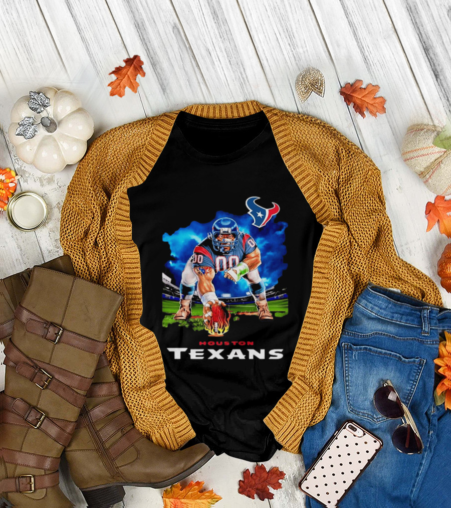 Houston Texans Ferocious Football Player NFL Team Spirit Challenge T-Shirt