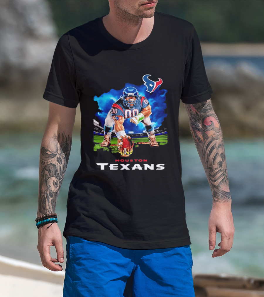 Houston Texans Ferocious Football Player NFL Team Spirit Challenge T-Shirt