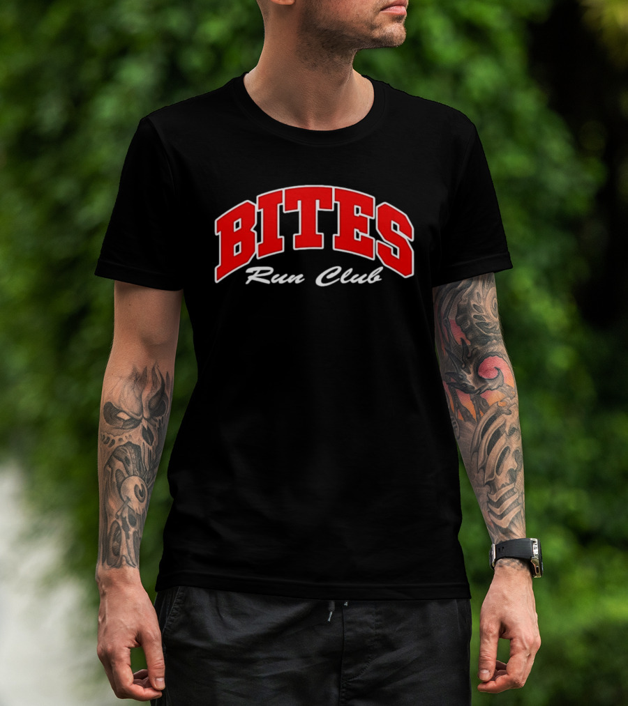 Bites Run Club Classic Style Sports Lettering T-Shirt
